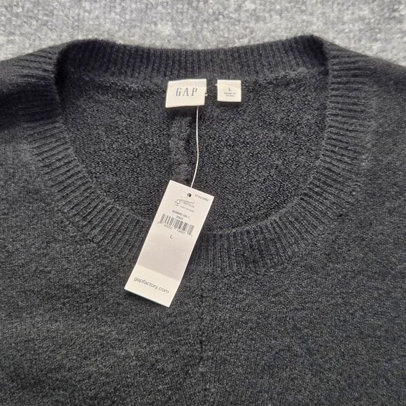 GAP Sweater Womens Large Gray Dolman Batwing Crewneck Knit Pullover NWT - Picture 2 of 5